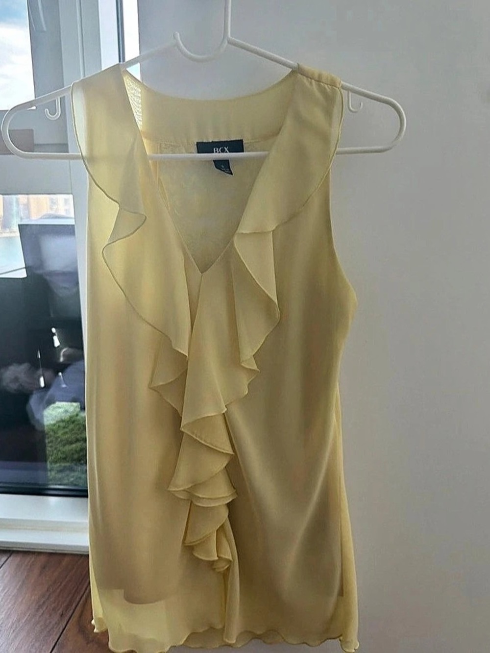 BCX Ruffle Front Blouse in Yellow